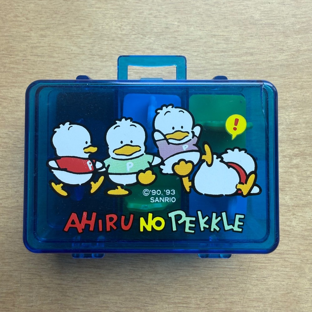 Sanrio Ahiru No Pekkle Stamp Set OS Blue Good 1993 Vintage Case 4 Stamps Japan - Picture 2 of 13